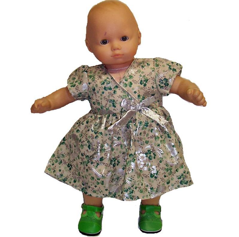 Doll Clothes Superstore Baby Doll Green and Silver Fancy Dress