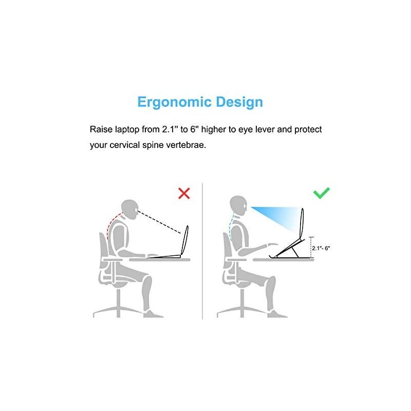 Adjustable Laptop Stand Foldable Aluminum Desktop Laptop Riser Compatible with All Laptops iPad Tablet up to 156 inches Silver