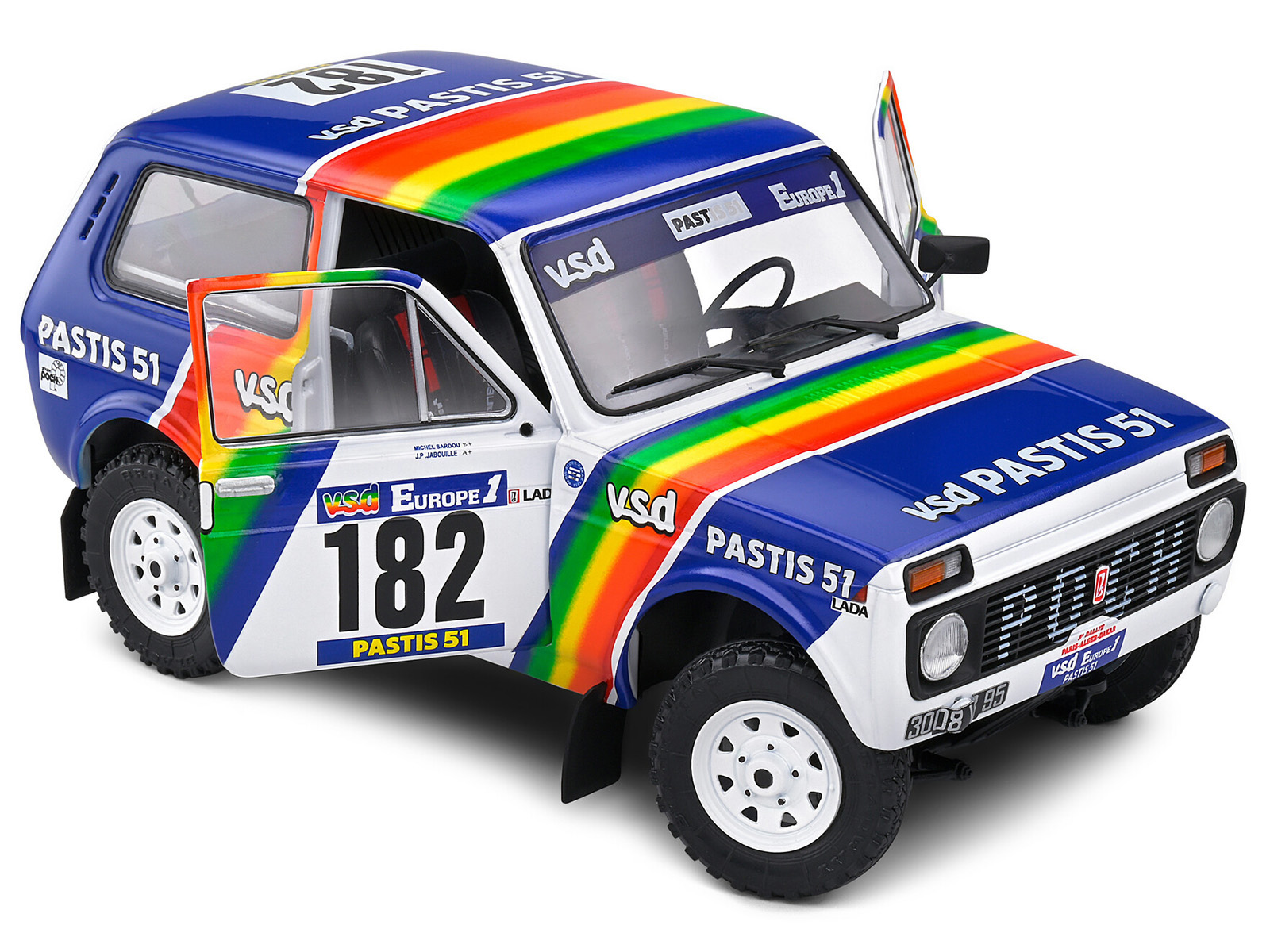 Lada Niva #182 Jean-Pierre Jabouille - Michel Sardou "Paris&ndash;Dakar Rally" (1984) "Competition" Series 1/18 Diecast Model Car by Solido