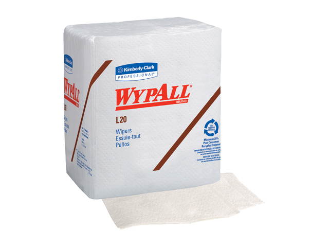 WypAll L20 Limited Use Towels (47022), Quarterfold Format, White, 4-Ply, 12 Packs / Case, 68 Sheets / Pack