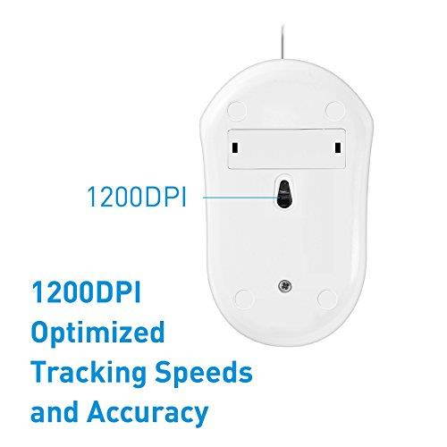 Macally QMOUSE USB Wired 3 Button 1200dpi Optical Mouse - White