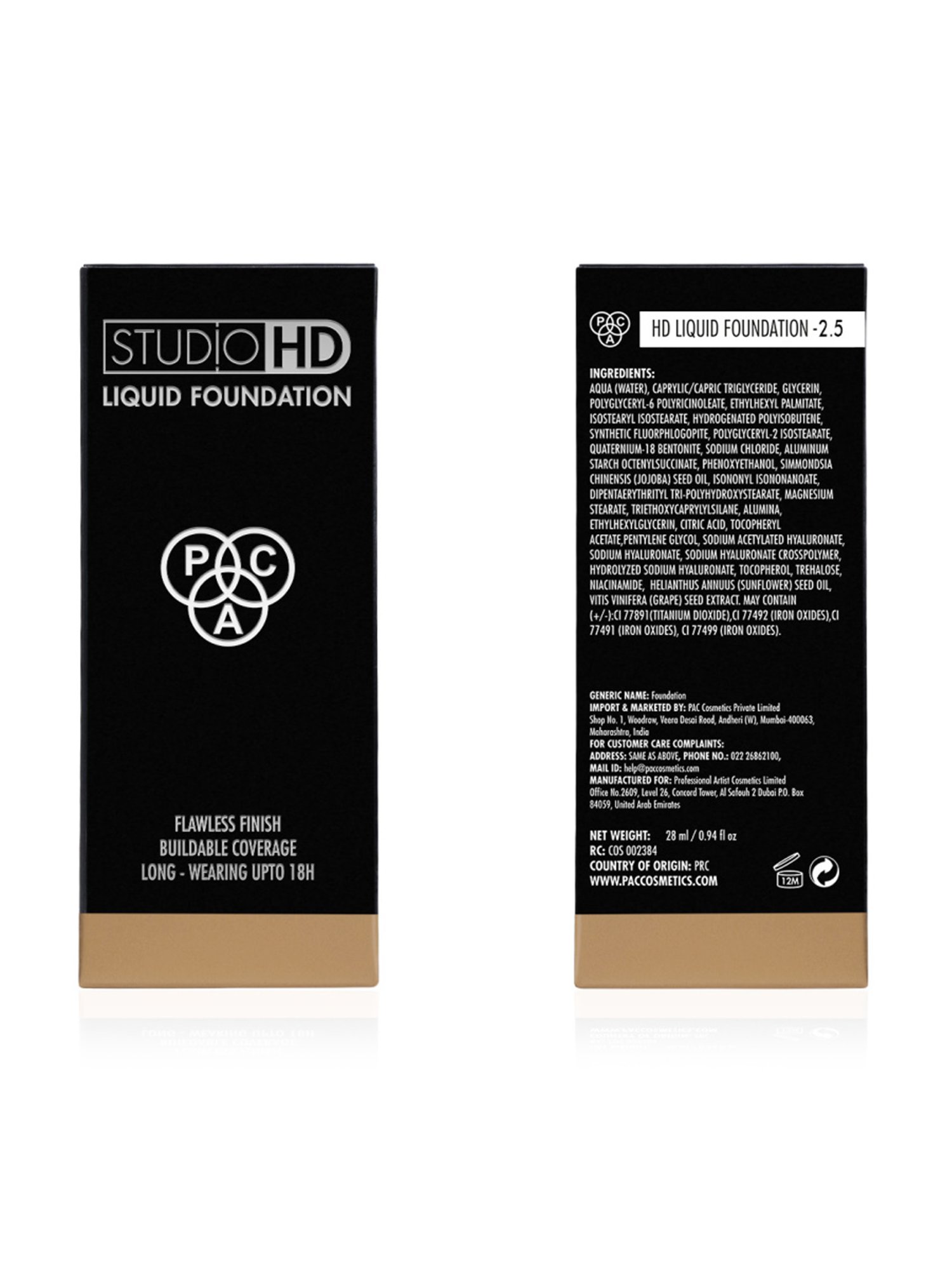 PAC Studio HD Liquid Foundation 2.5 - 28 ml
