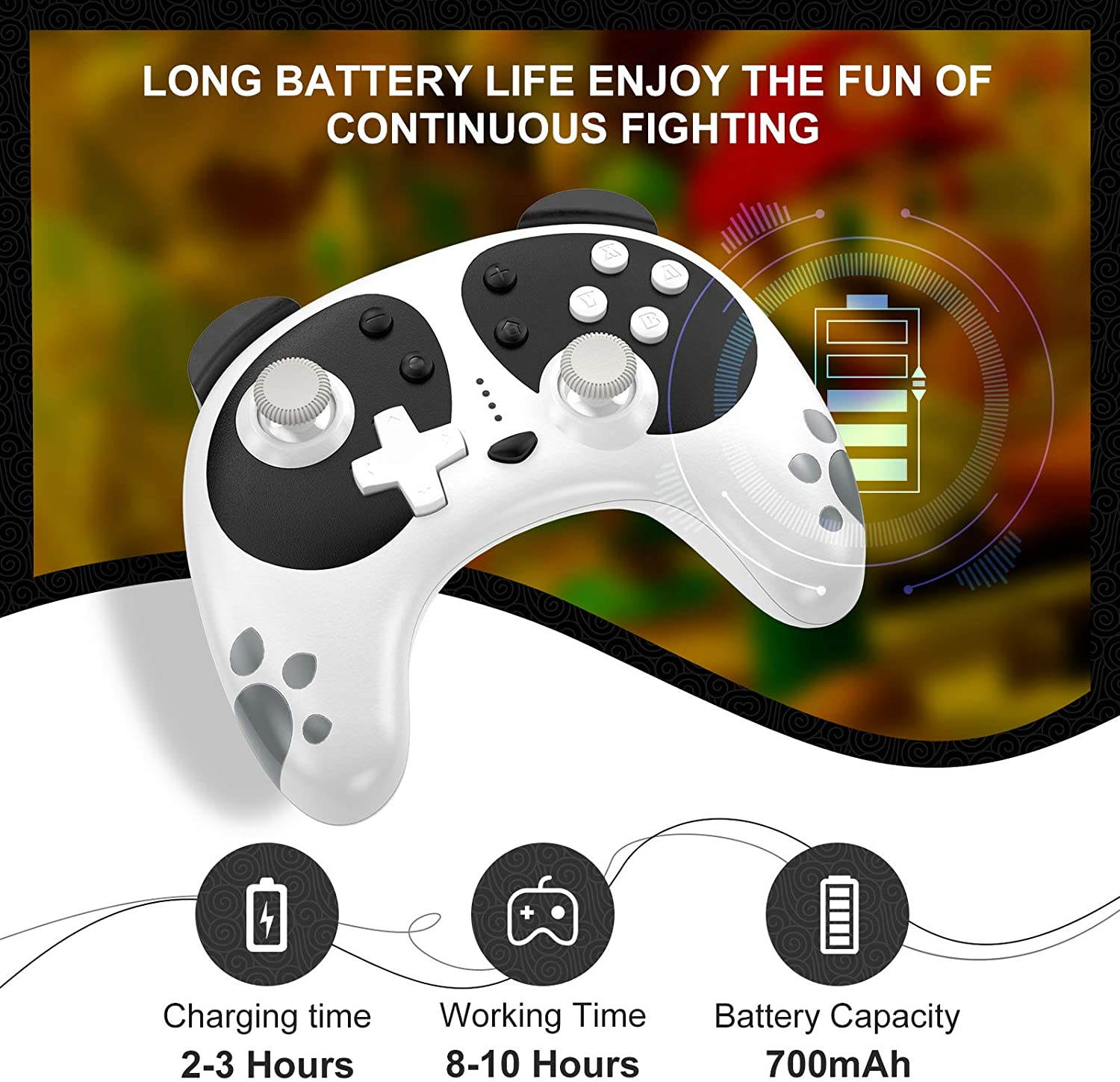 Wireless Pro Controller for Nintendo Switch, STOGA Panda Switch Controller with NFC Wake-up Function, Compatible with Switch Lite/PC, Support Motion Control Turbo Vibration 2021 New