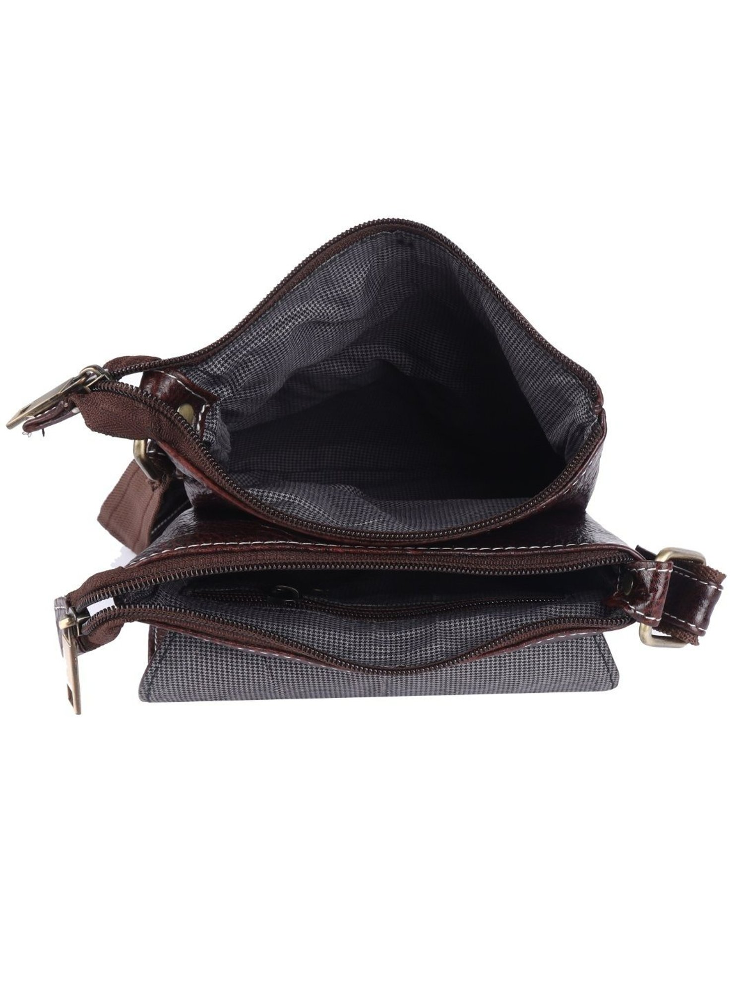 HiLEDER Brown Textured Small Leather 8 inch Cross Body Bag