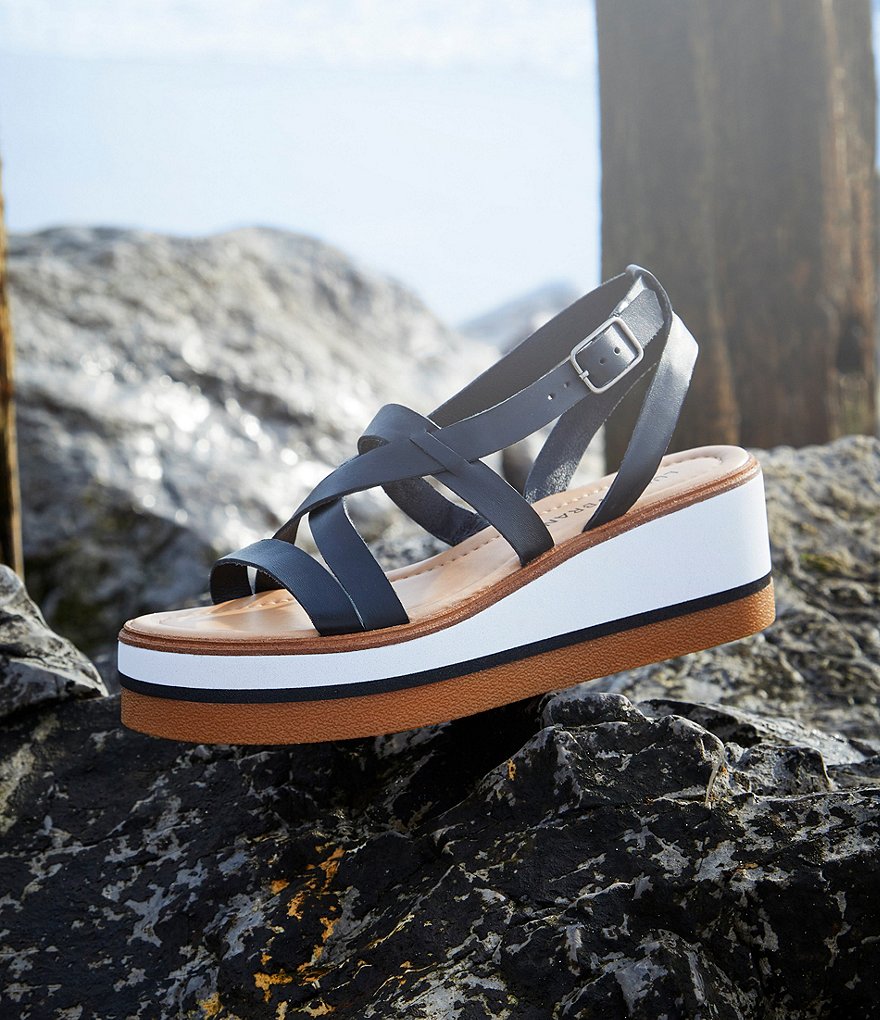 Lucky Brand Ticey Leather Wedge Sandals