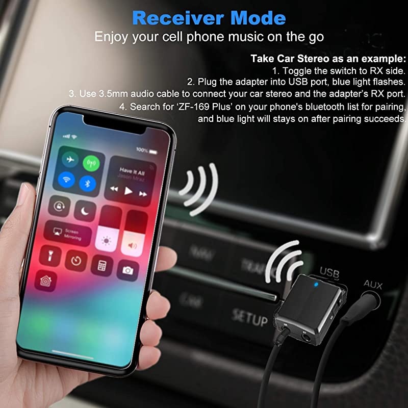 USB Bluetooth Audio Transmitter Receiver 3 in 1 HiFi Wireless Audio Adapter Bluetooth 50 EDR Adapter with 35mm AUX for Car TV Headphones PC Home Stereo USB Power Supply Plug and Play