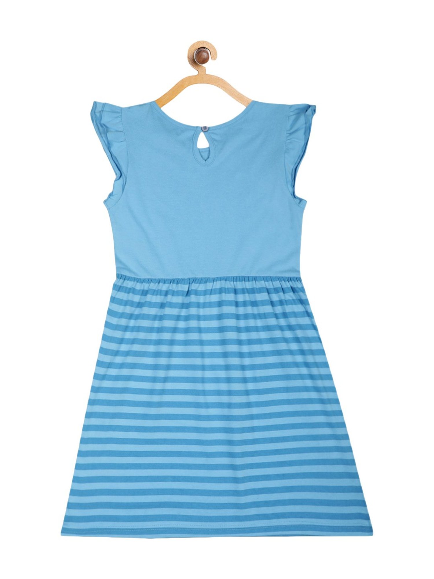 Elle Kids Blue Cotton Striped Dress