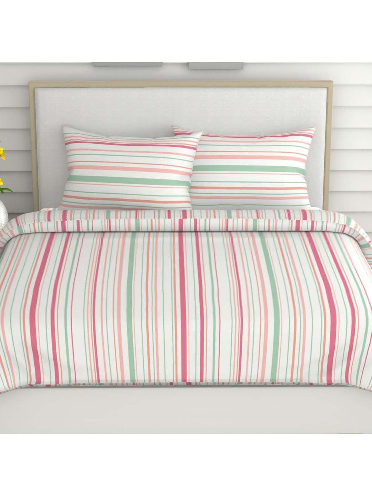 Haus & Kinder Multicolor Cotton 186 TC King Bedsheet with 2 Pillow Covers