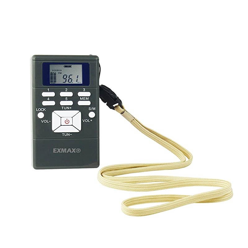 EXG108 Wireless Portable Pocket DSP FM Stereo Radio Digital Receiver with Mini LCD Clock Earphone for Tour Guide System Teaching Meeting Gray