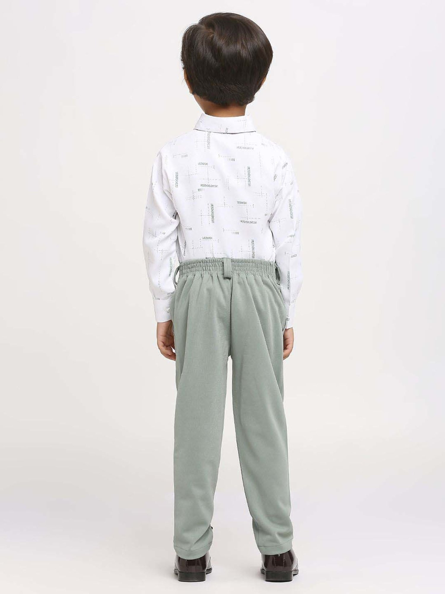 Kids Island Boys Grey Solid Full Sleeves Suit Set