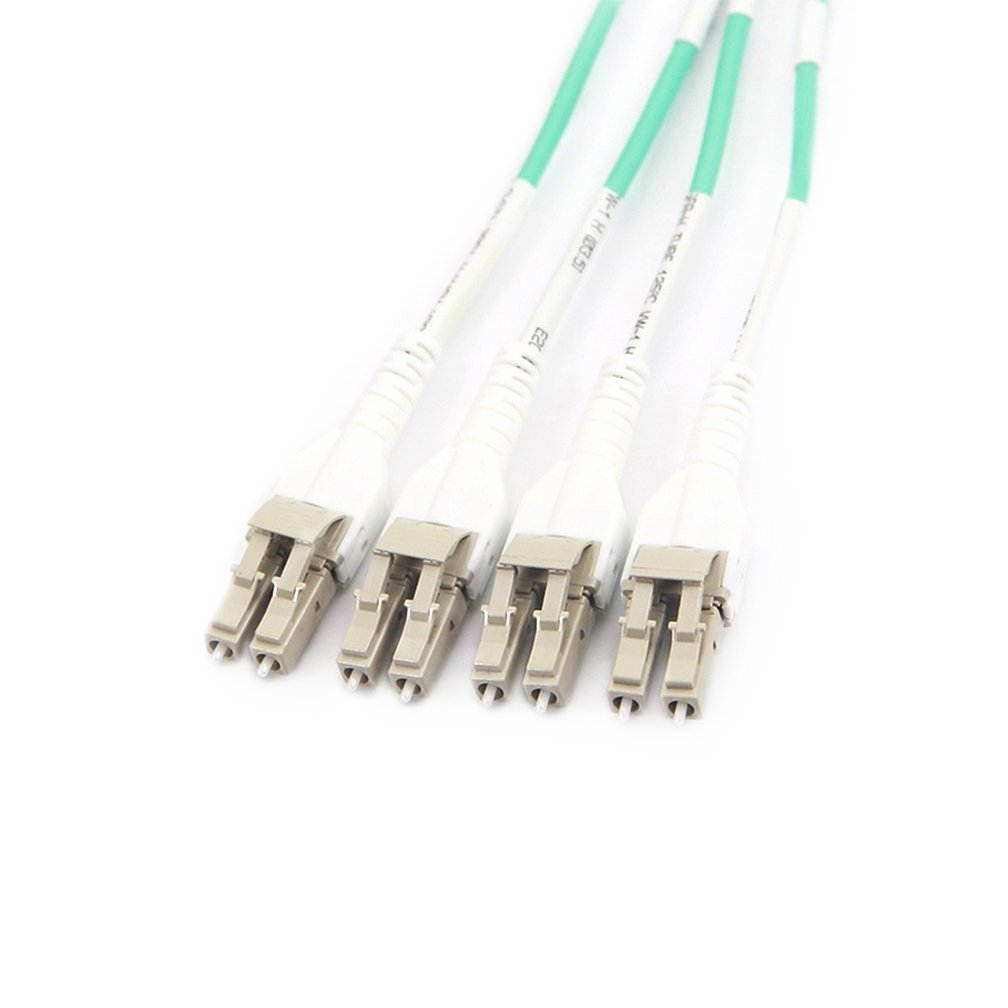 MPO to 8xLC Fiber Optic Fanout Patch Cord, 5-Meter, OM3 Multimode Uniboot, QSFP+ Transceiver Application