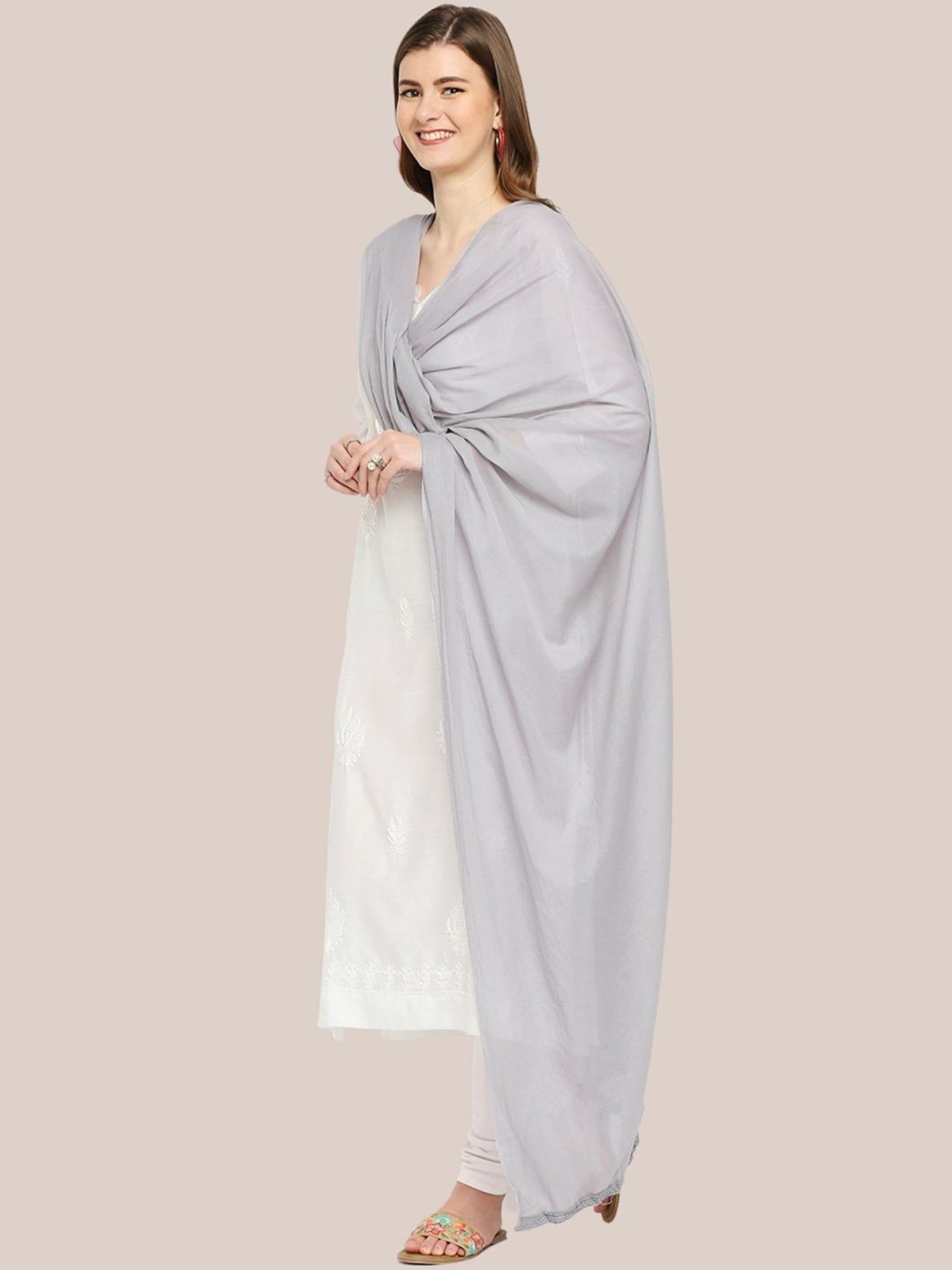 Dupatta Bazaar Grey Cotton Dupatta