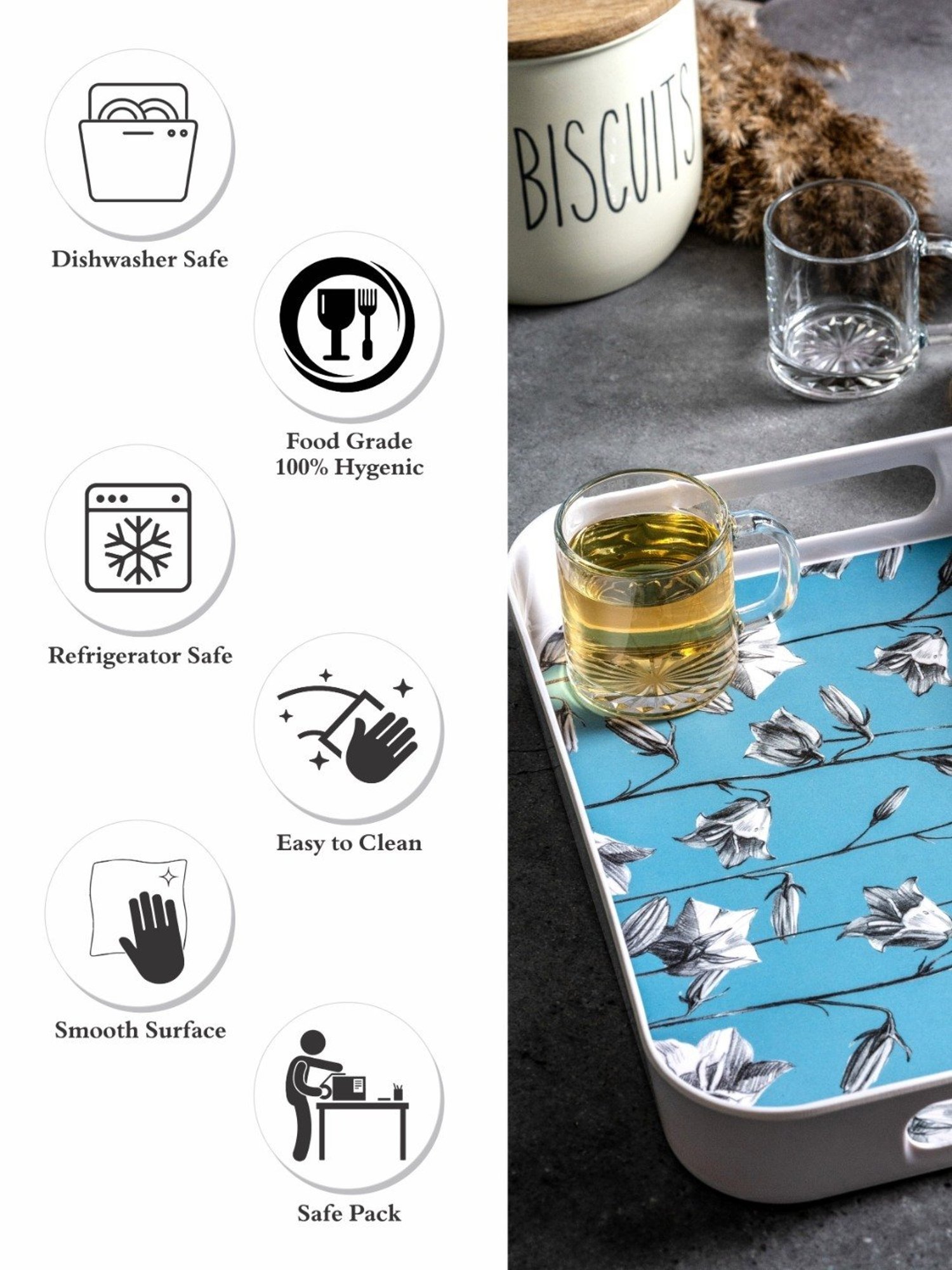 Goodhomes Multicolor Melamine Rectangular Serving Tray