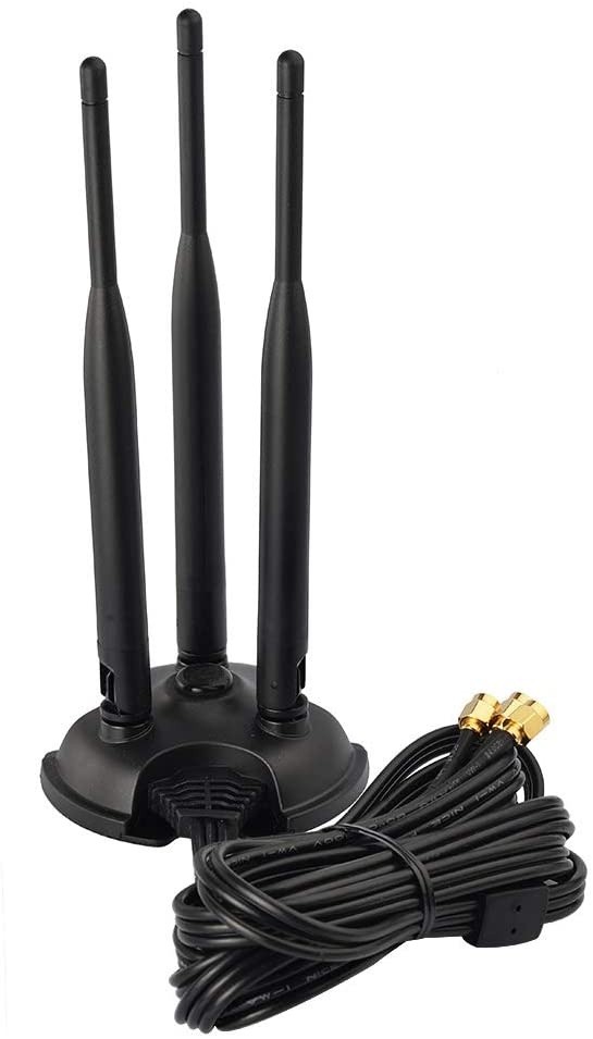 Eightwood 2.4GHz 5GHz Dual Band WiFi Antenna with 3 RP-SMA Male Connector Magnetic Base for WiFi Wireless Router Mobile Hotspot PCI PCIe WiFi Card PC Desktop Motherboard External WiFi USB Adapter