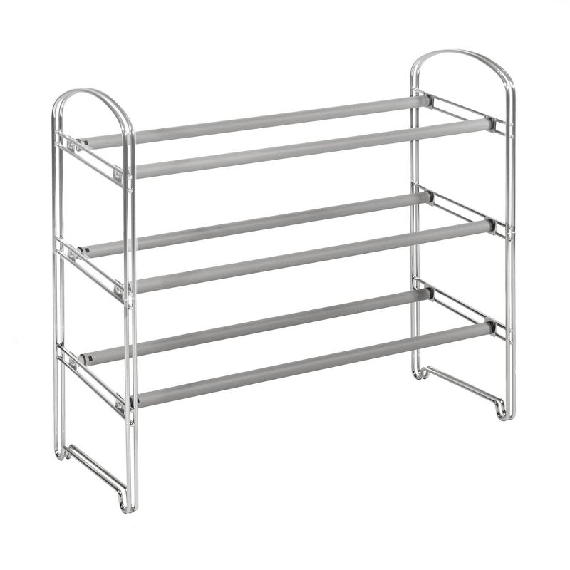 IRIS 2 Tier Slim Stackable Metal Shoe Rack Black