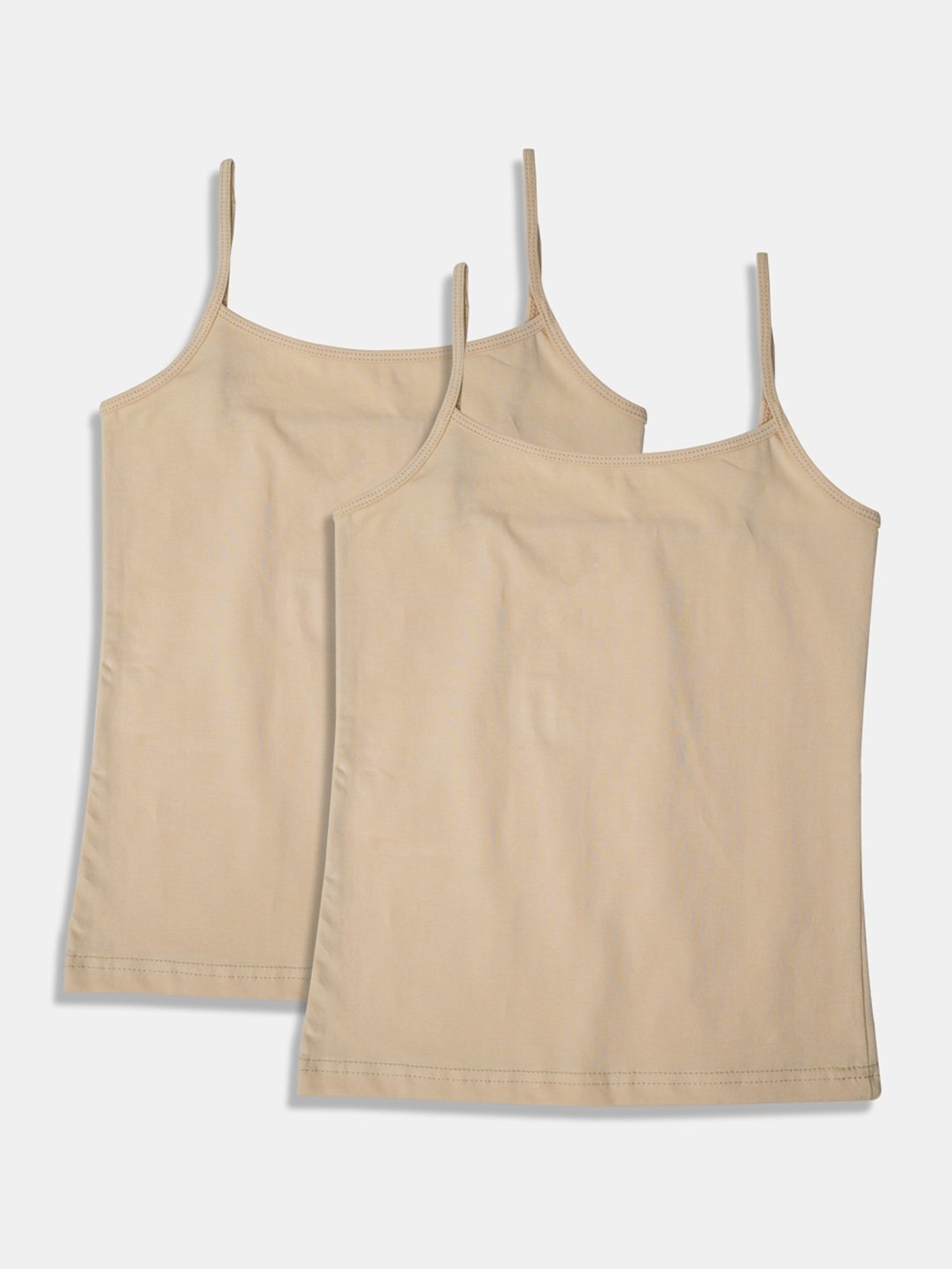 Sillysally Kids Beige Solid Camisole (Pack of 2)