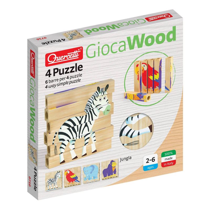 Quercetti Jungle Wooden Puzzle - 4pk