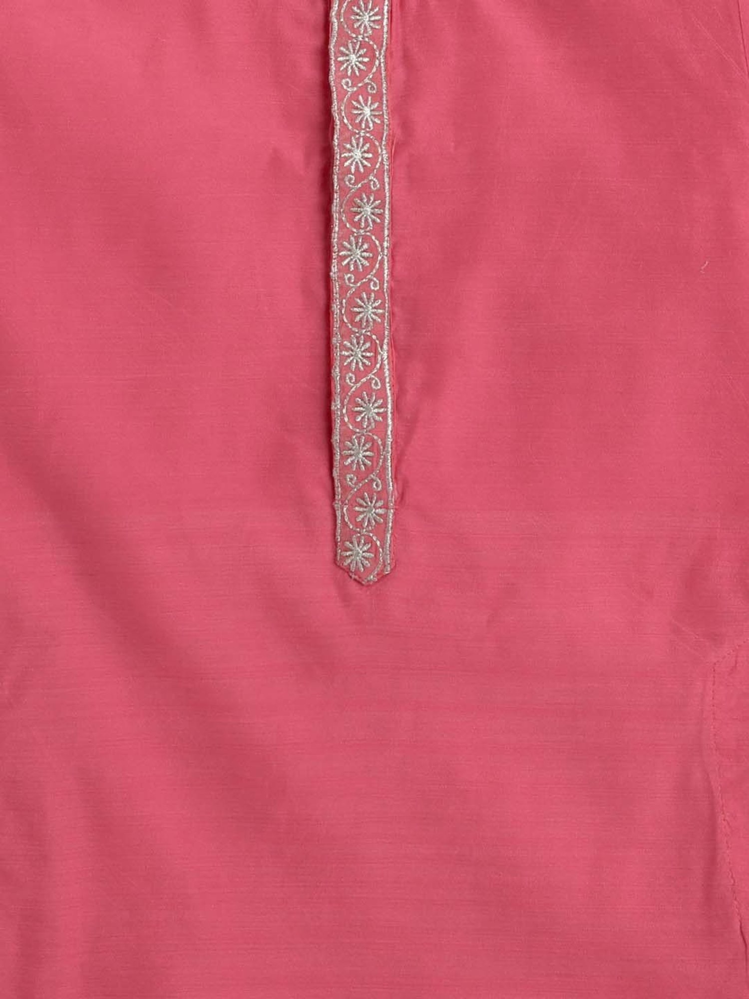 The Magic Wand Kids Pink & White Regular Fit Full Sleeves Kurta Set