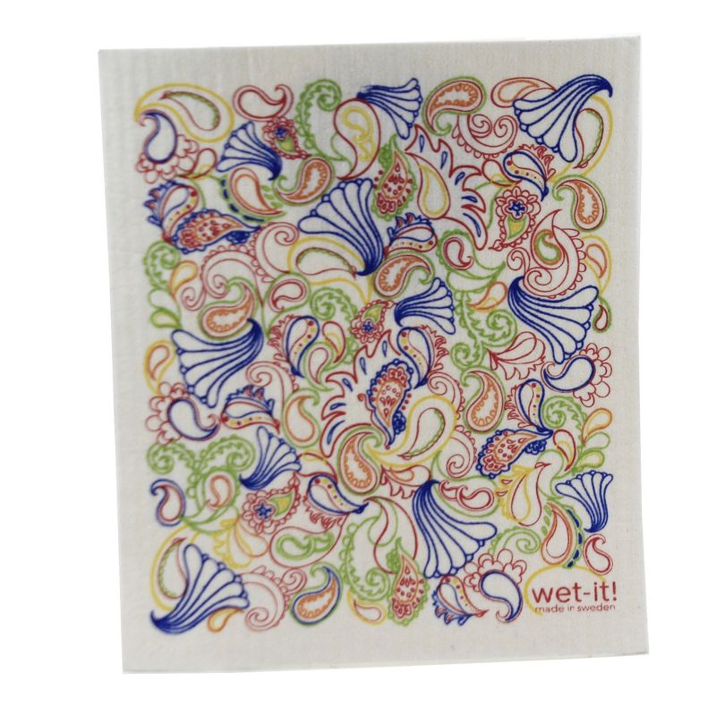 Swedish Dish Cloth 7.75" Poppy & Paisley Multi Cloth Absorbant Cleaning  -  Dish Cloth