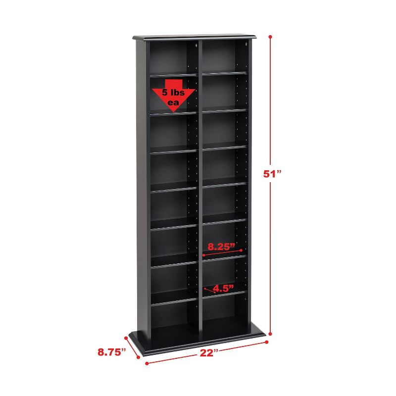 Double Media Storage Tower - Black - Prepac