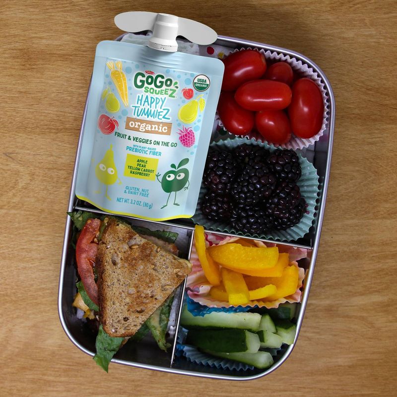 GoGo SqueeZ Happy TummieZ Organic Apple Raspberry Pear Yellow Carrot - 12.8oz/4ct