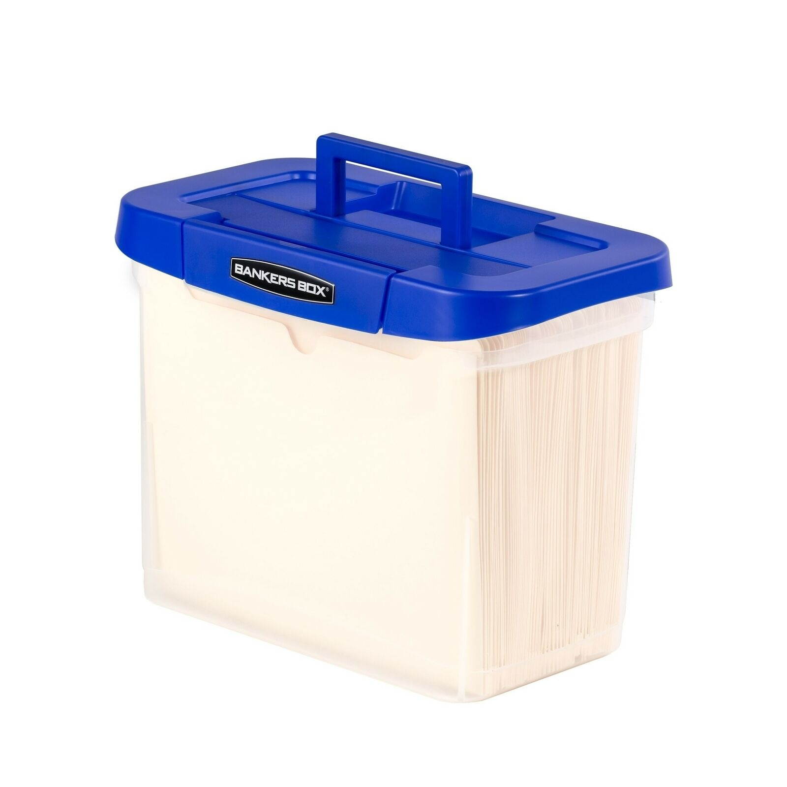 Bankers Box Heavy Duty Portable Plastic File Box with Hanging Rails, Letter, ...