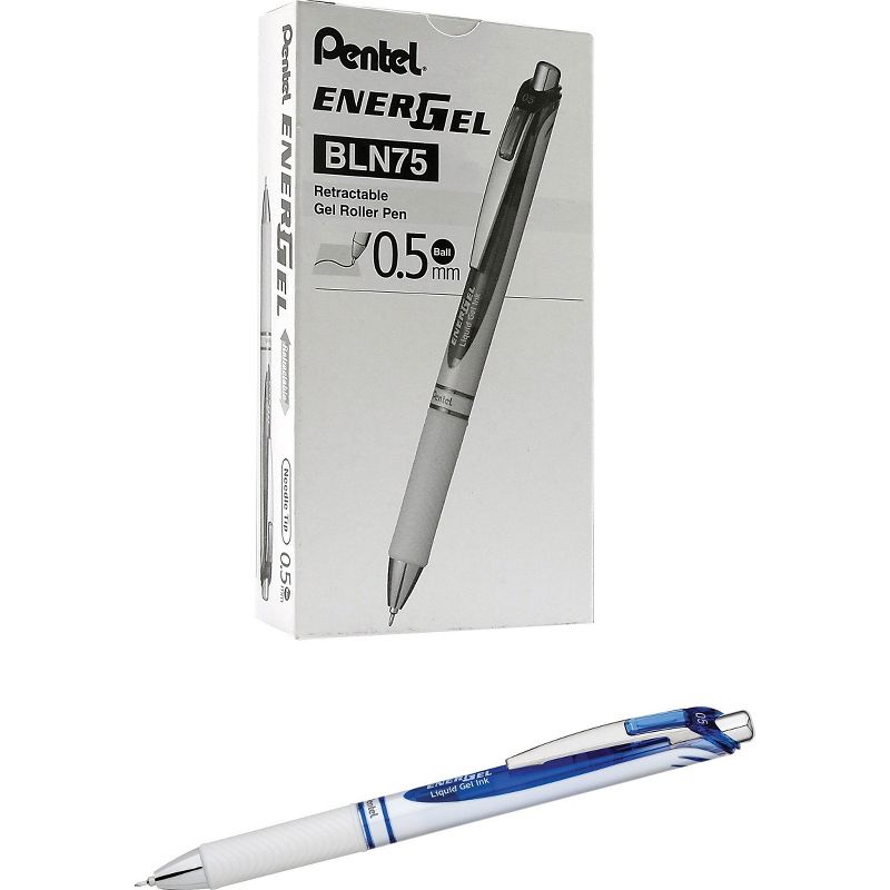 Pentel Gel Pen Retractable/Refillable Needle Tip 0.5mm 12/DZ BE Ink BLN75PWCDZ