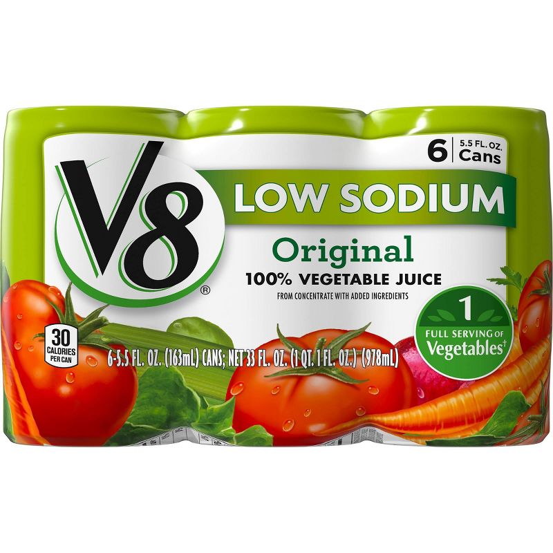 V8 Original Low Sodium 100% Vegetable Juice - 6pk/5.5 fl oz Cans