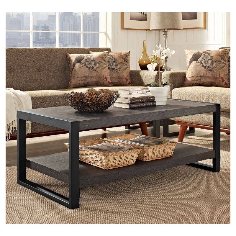48" Industrial Farmhouse Coffee Table Charcoal - Saracina Home