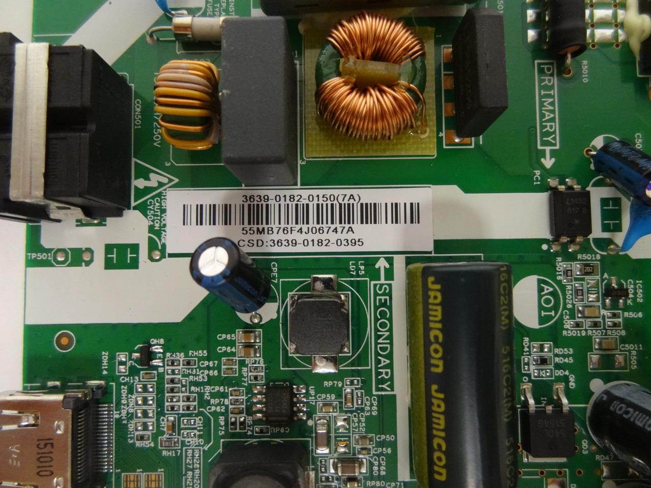 Vizio D39H-C0 Main Board / Power Supply 3639-0182-0150