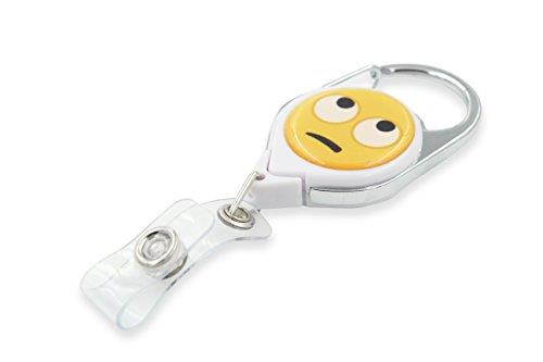 Key-Bak Retract-A-Badge ID Carabiner Retractable Reel with 36-Inch Cord and Twist-Free Vinyl ID Strap (Emoji - Eye Roll, White)