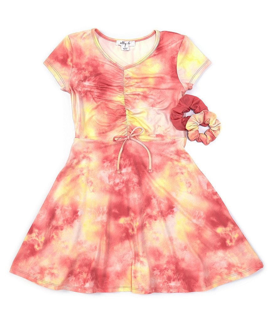 Beautees Big Girls 7-16 Tie-Dyed Shirred Fit-And-Flare Dress