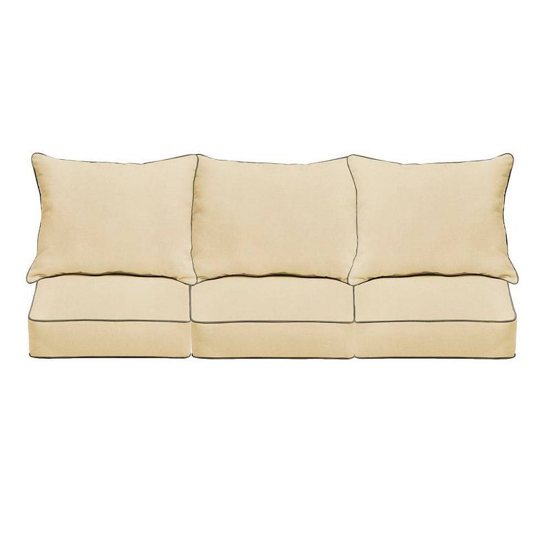 Sunbrella Outdoor Seat Cushion Beige/Charcoal Gray