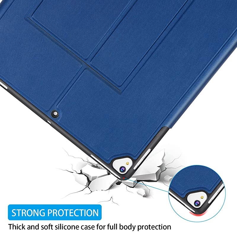 Pro 129 Case with Keyboard Compatible for Pro 129 20152017 UltraThin PU Leather Silicon Rugged Shock Keyboard Stand Case with Pencil Holder Not Fit for 2018 New ipadBlue