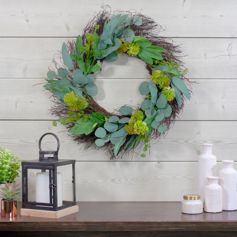 Northlight Frosted Pine Cone and Foliage Artificial Christmas Twig Wreath - 15 Inch, Unlit