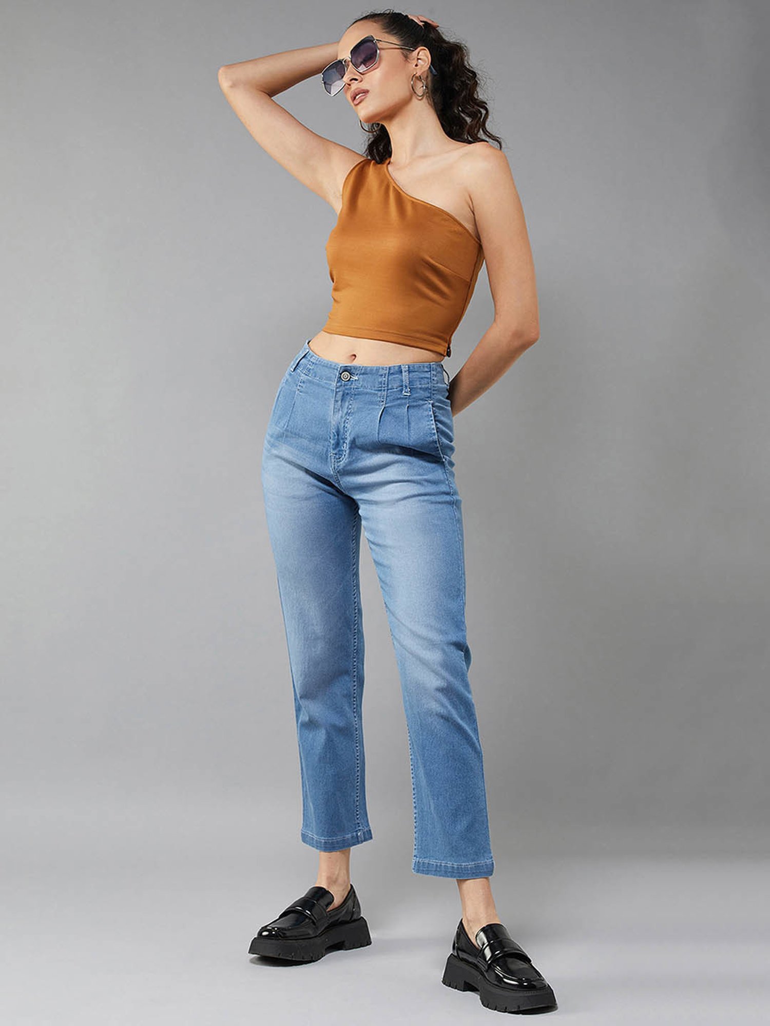DOLCE CRUDO Blue Straight Fit Jeans
