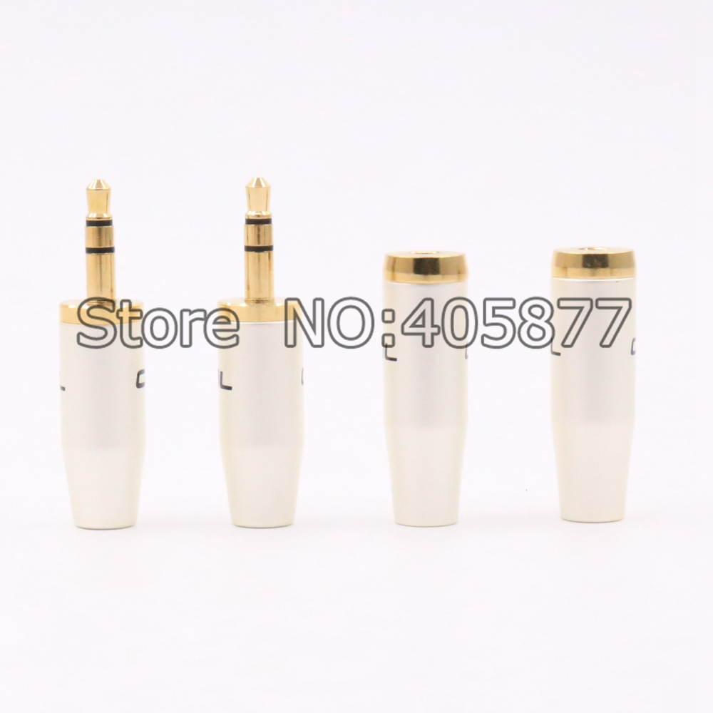 2set 1/8" 3.5mm male 3 pole stereo plug + female jack Audio TRS connectors