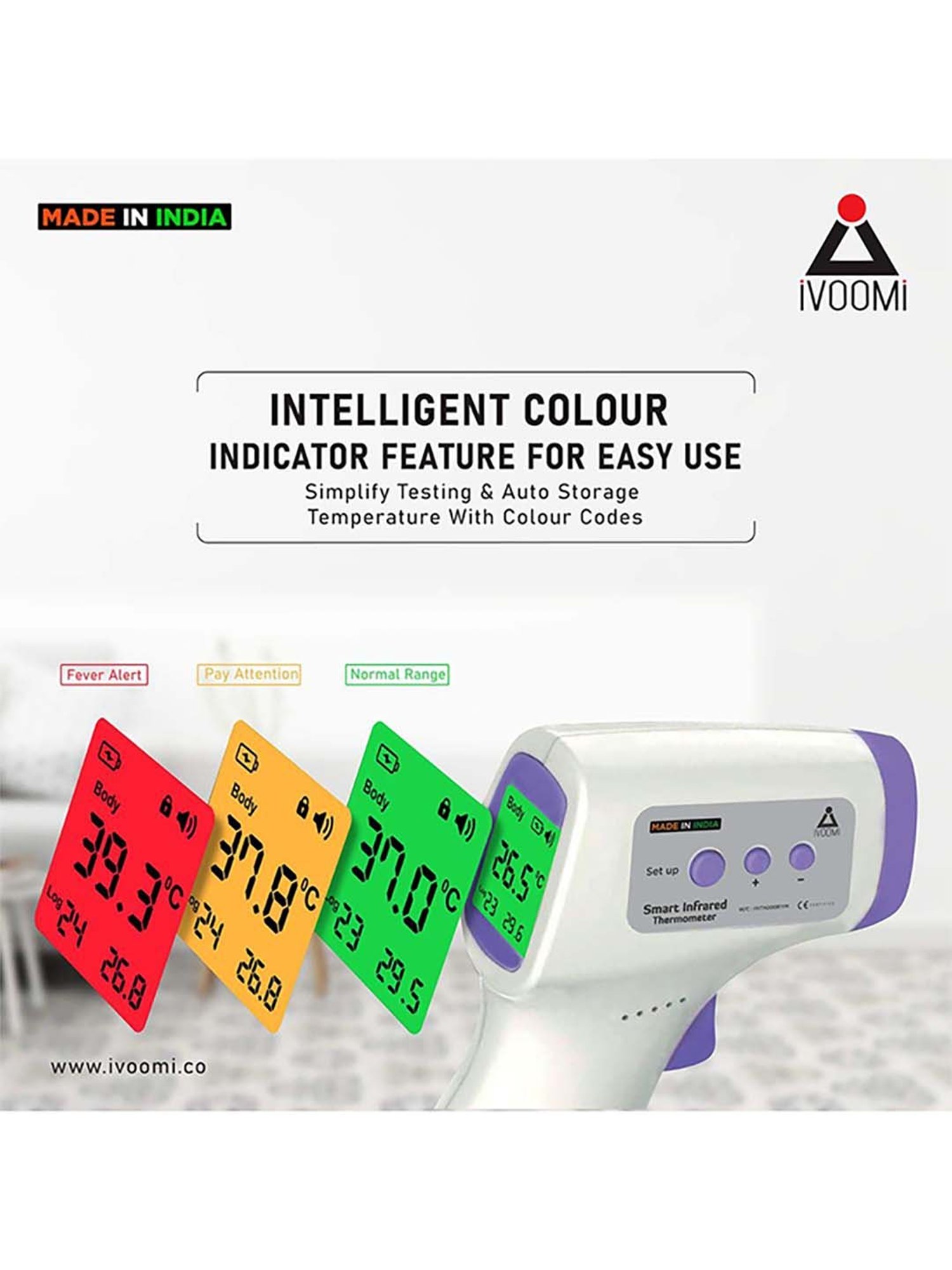 iVooMi Digital Infrared Non Contact Infrared Thermometer (White)