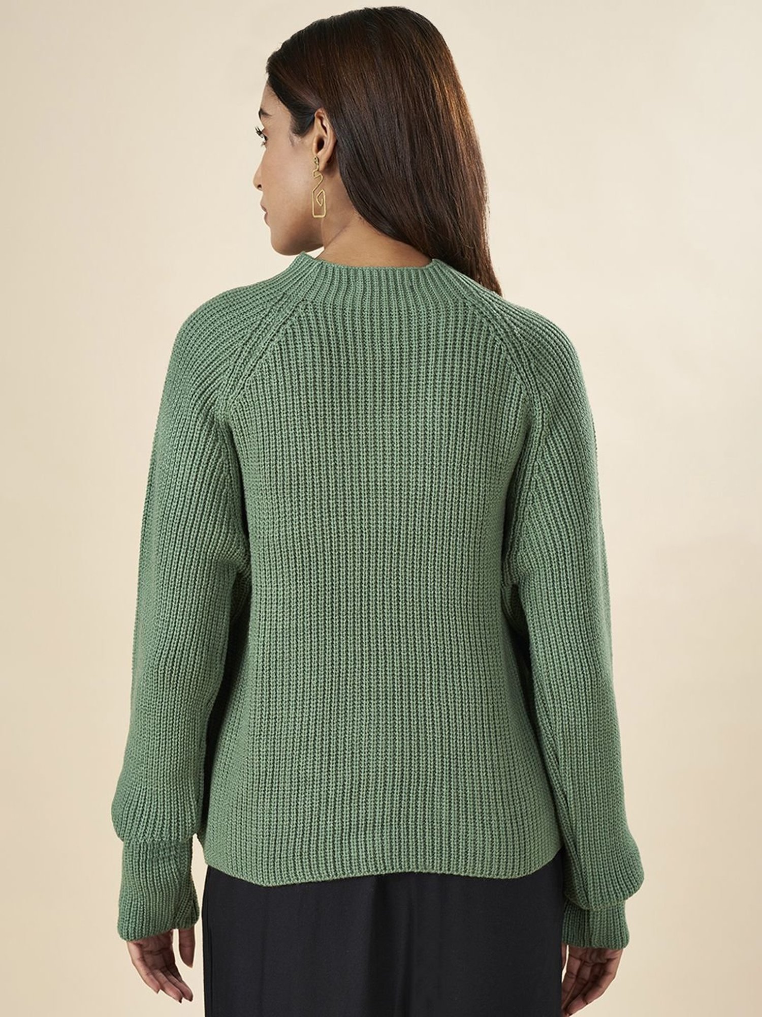 Akkriti by Pantaloons Green Regular Fit Sweater
