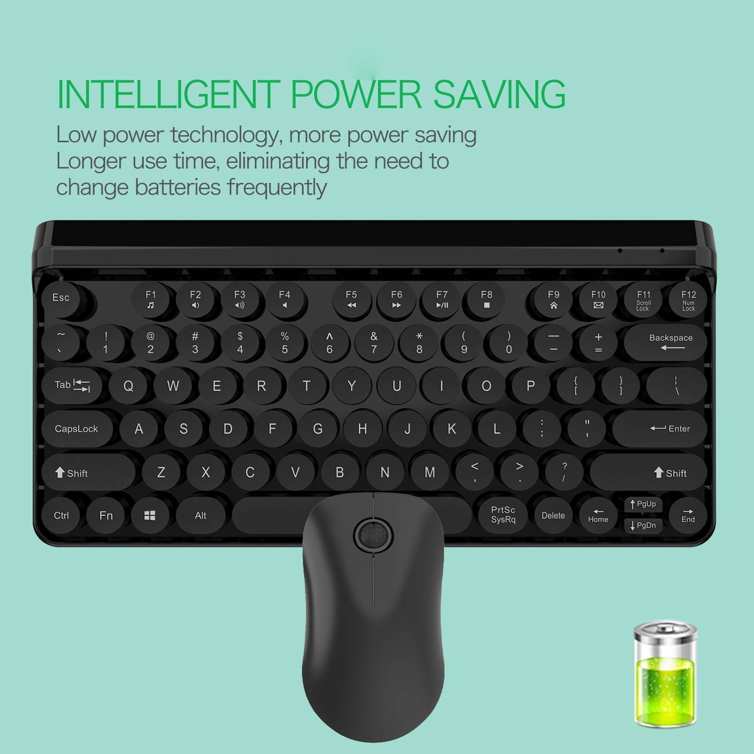 AUTENS 2.4G Wireless Keyboard and Mouse Combo Punk Keycap 77 Keys with USB Receiver for PC, Desktop, Computer, Laptop, Windows XP/Vista/7/8/10