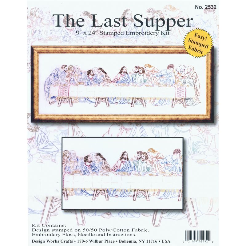 Design Works Stamped Embroidery Kit 9"X24"-Last Supper-Stitched In Floss