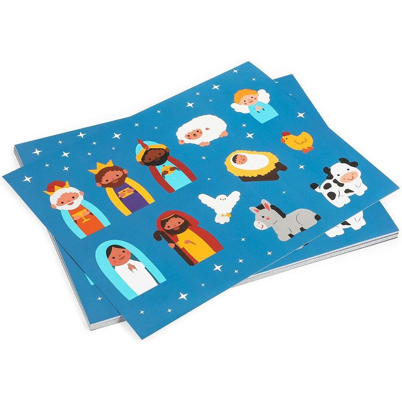 12-Pack Make a Nativity Scene Stickers for Kids Christmas Education Party Arts & Crafts (8.5 x 11)