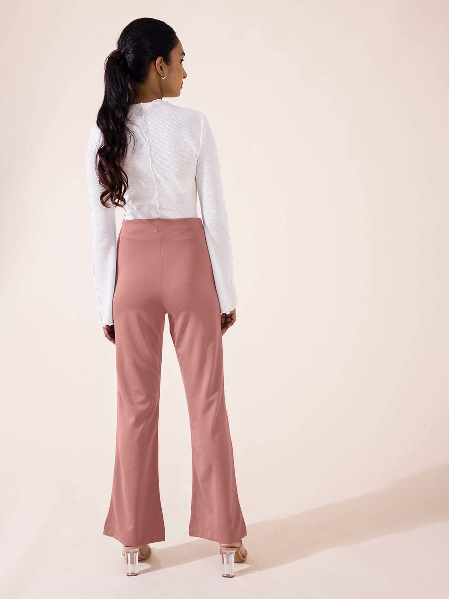 Go Colors! Pink High Rise Bootcut Trousers