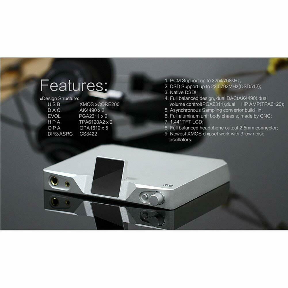 SMSL M9 32bit/768kHz DSD512 AK4490x2 XMOS HiFi Audio DAC Digital to Analog Converter, Balanced Headphone Amplifier with Optical Coaxial USB Input