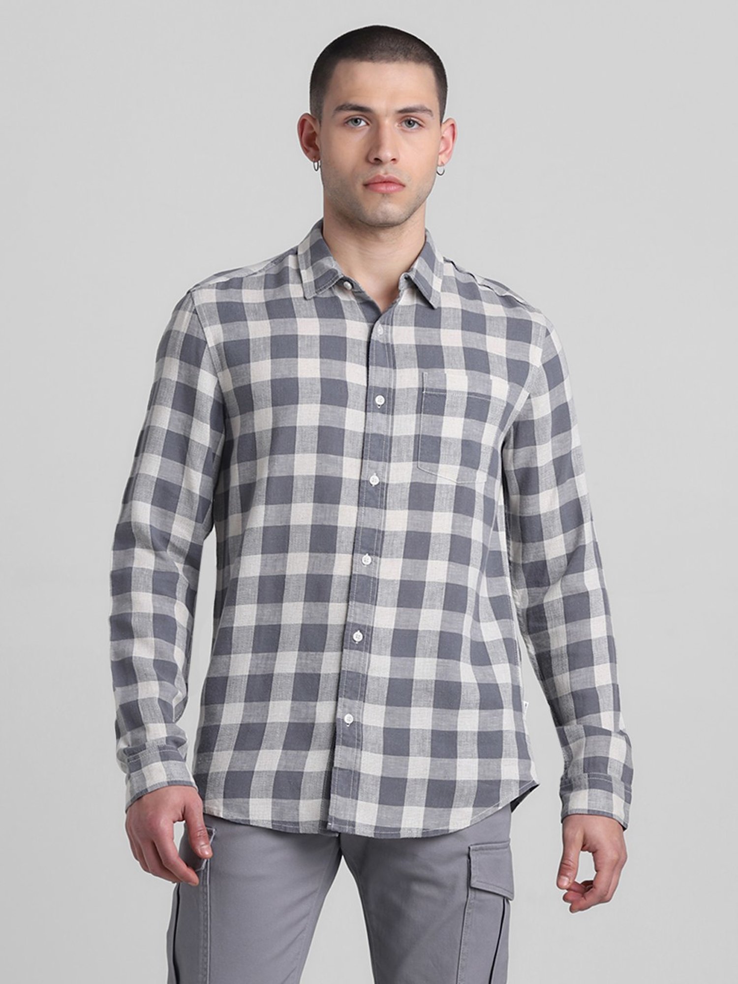 Jack & Jones Smoked Pearl Cotton Regular Fit Checks Shirt