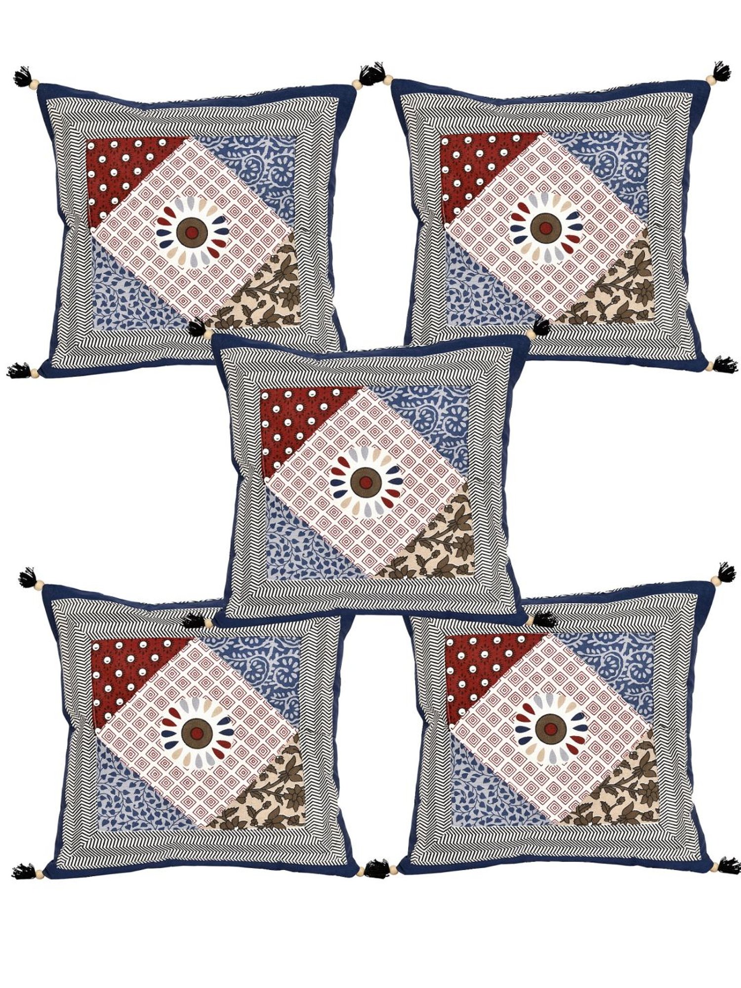 Living Roots Multicolor Cotton Cushion Covers - Set of 5