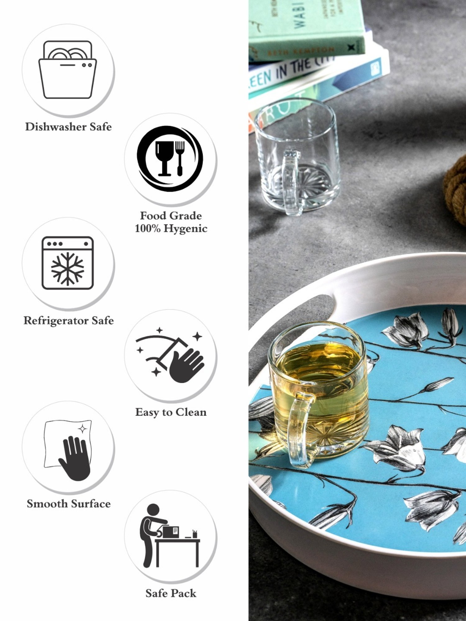 Goodhomes Multicolor Melamine Round Serving Tray