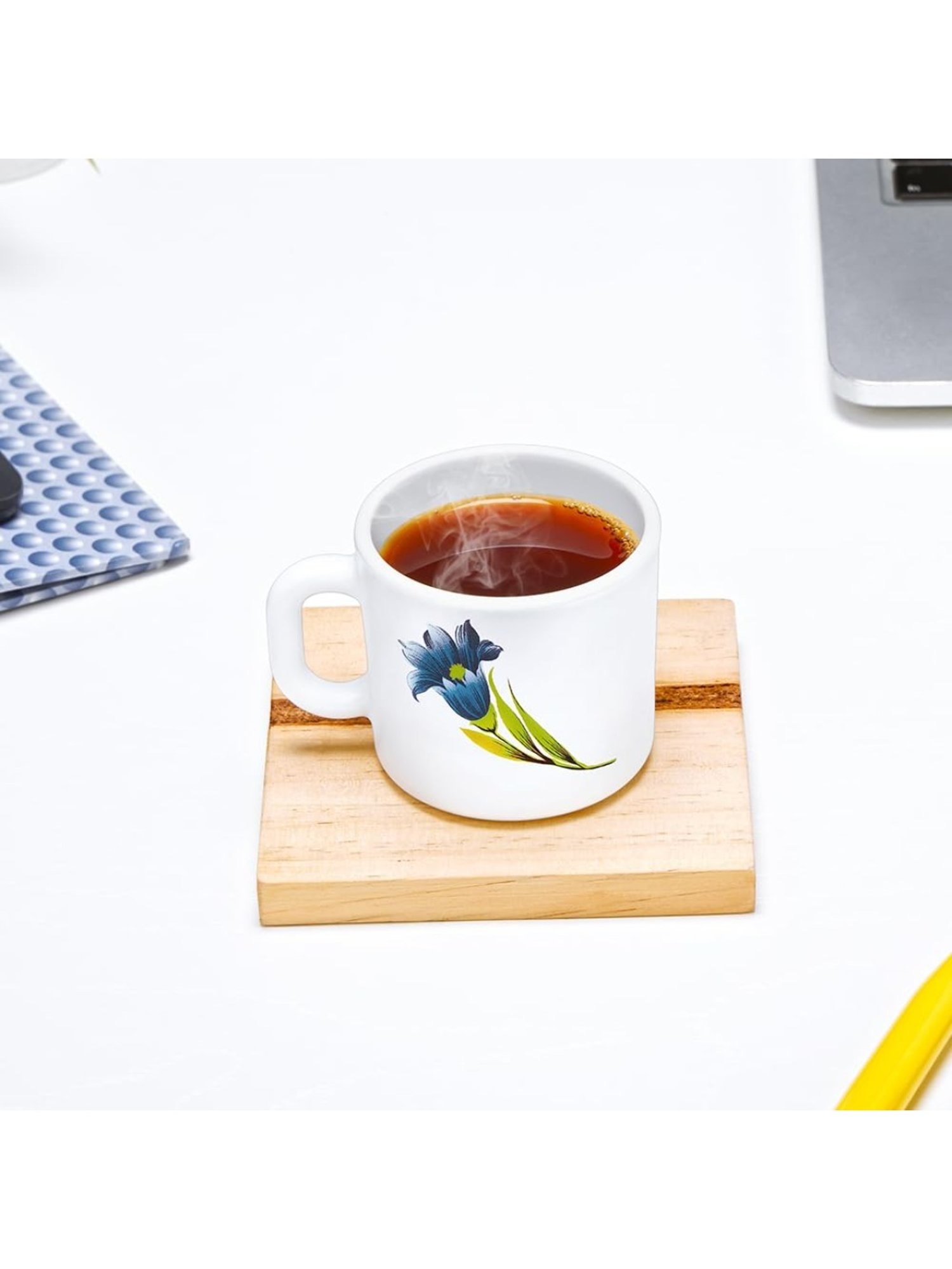 Larah by Borosil White Ceramic Opalware Mug - Set of 6 160ml