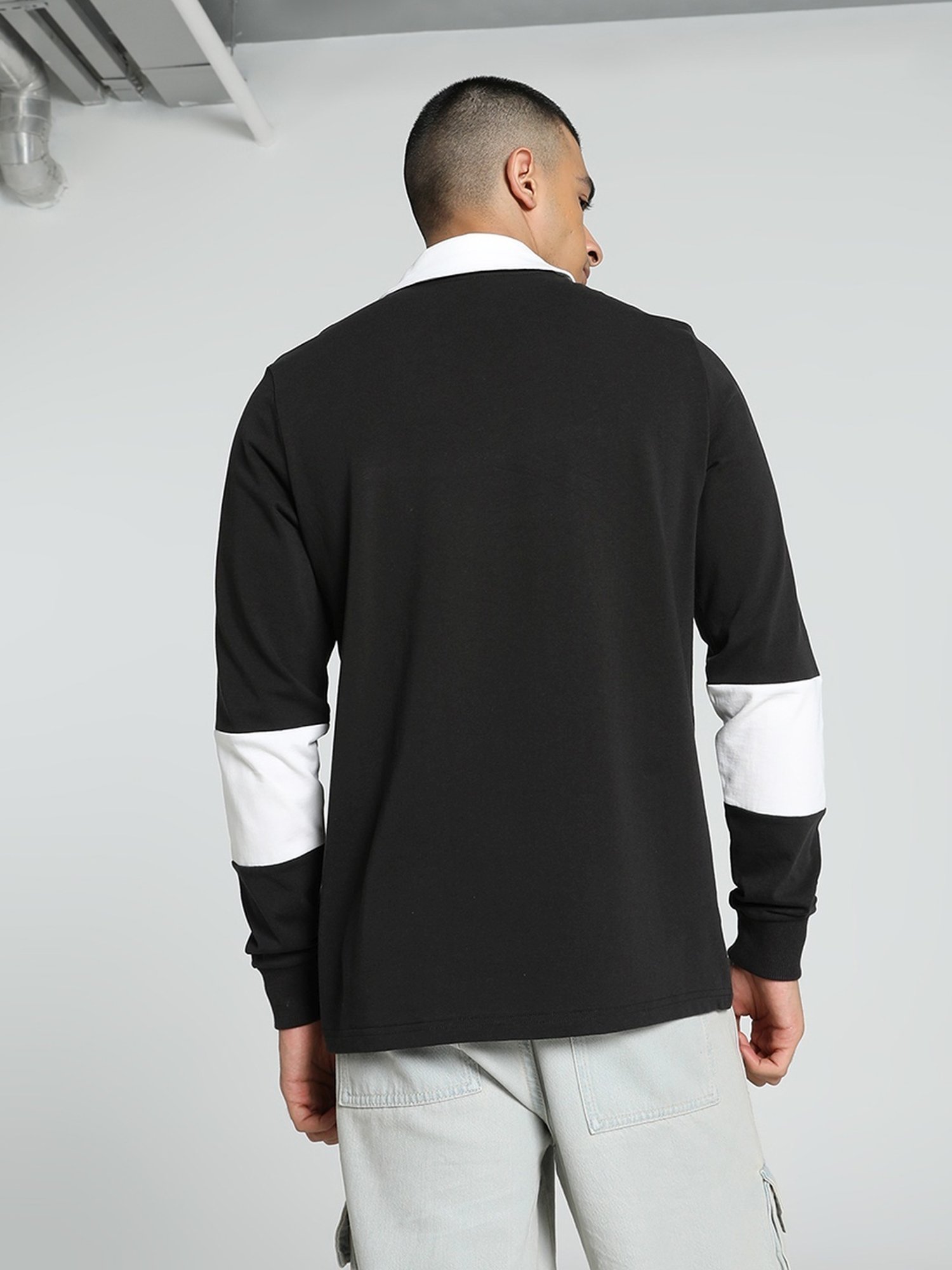 Puma Black Cotton Regular Fit Polo T-Shirt