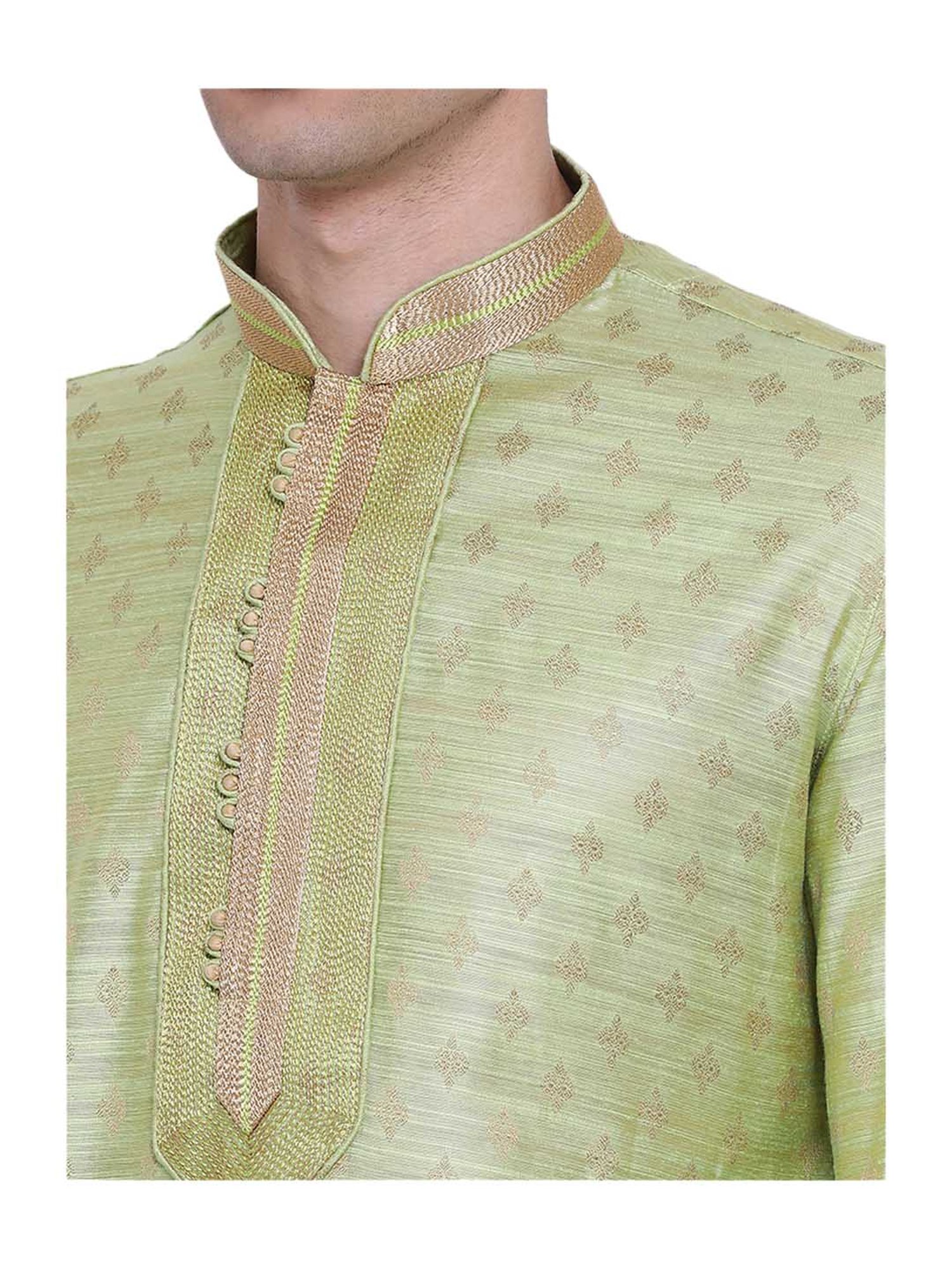 Sanwara Mint Green Embroidered Kurta & Pyjama Set